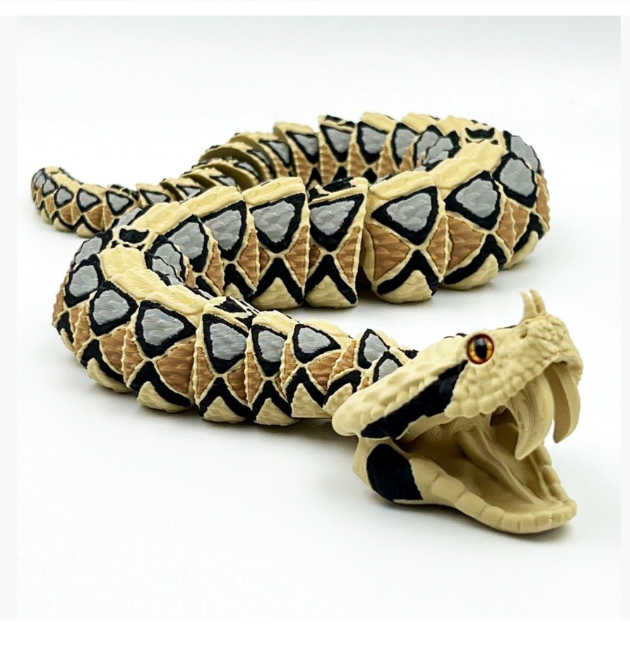 3D-печатная игрушка «Гремучая змея» Модель животного с сочленениями в год Змеи Детский подарок Декоративная настольная фигурка