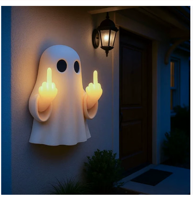 Трансграничный Хэллоуинский призрак средний палец светящийся ночник для веранды, спальни, балкона атмосферные украшения подвесные украшения лампа