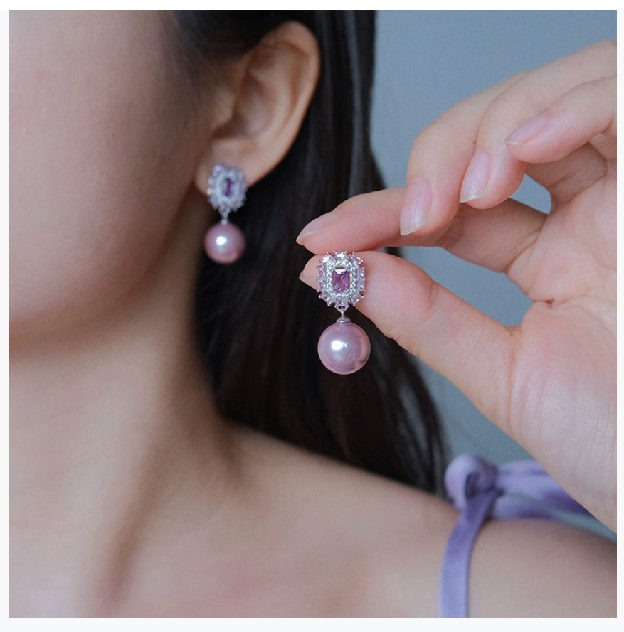 Загадочная фиолетовая элегантность Дениз: изысканные детали, блестящие искусственные серьги-клипсы для молодых девушек с женственным шармом