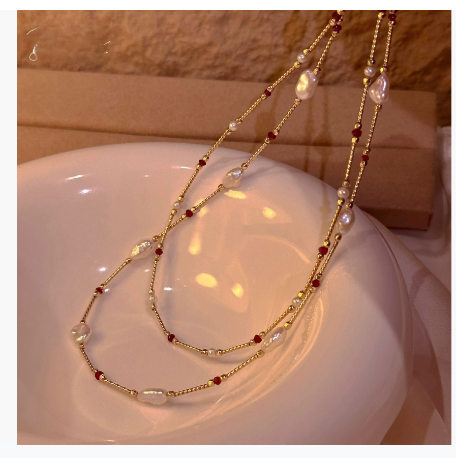 Дениз Радиант Комплексион Мода Рубин Идеально круглое Нежно-голубое синтетическое жемчужное ожерелье Кеши Роскошная цепочка на ключицах