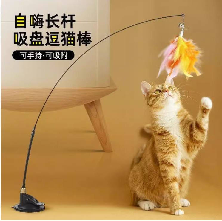 Игрушка-палочка для кошек: идеальное средство для самостоятельного развлечения кошек с присоской и длинной ручкой. Незаменимый набор для котят и молодых кошек.