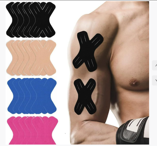 Предварительно нарезанная X-образная контурная лента для мышц Кинезиологическая лента для мышц Спортивная поддержка для бедер, плеч и колен Кинезиологическая лента для мышц