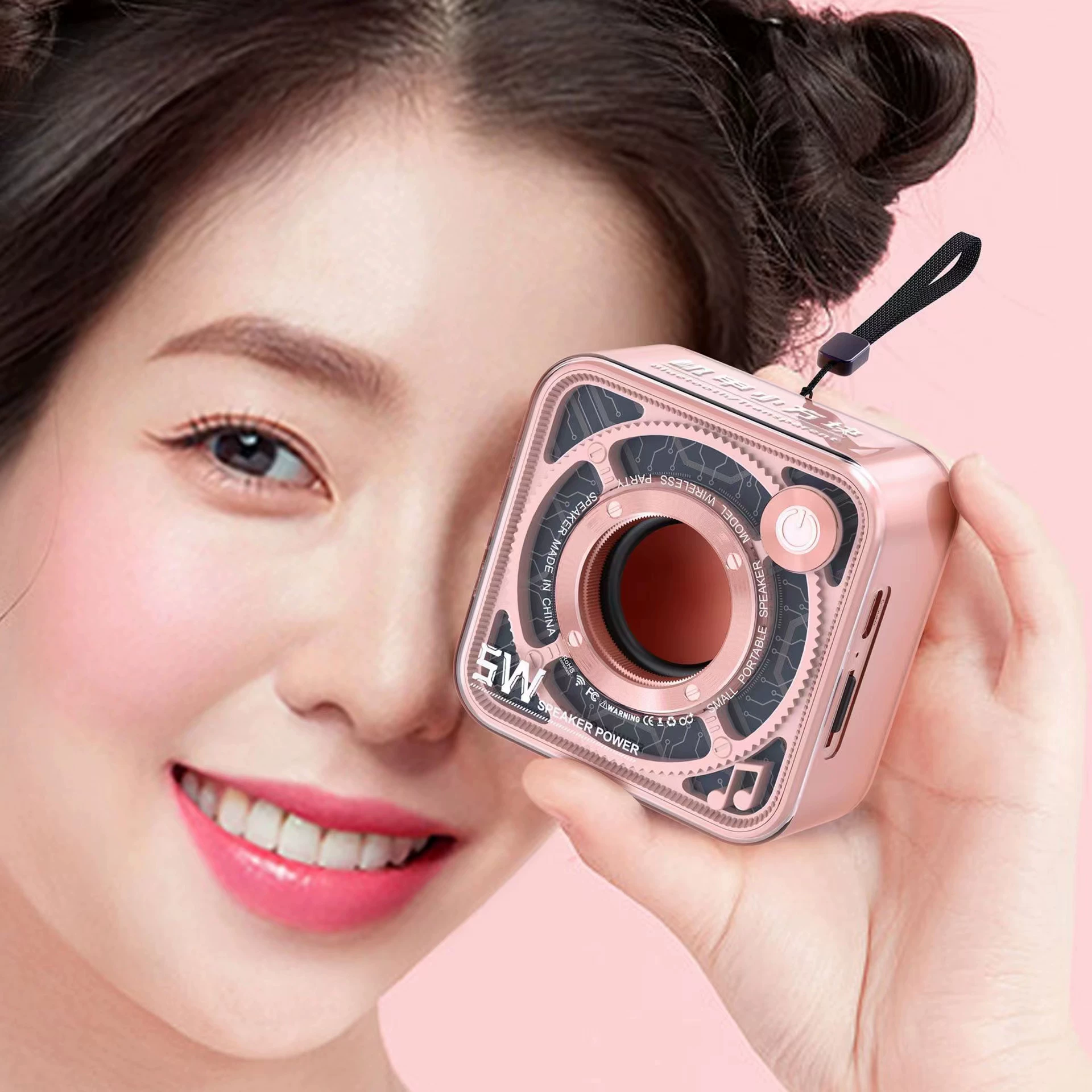 Новый прозрачный компактный беспроводной Bluetooth-динамик в стиле меха, яркий портативный сабвуфер для использования на открытом воздухе, мини-динамик