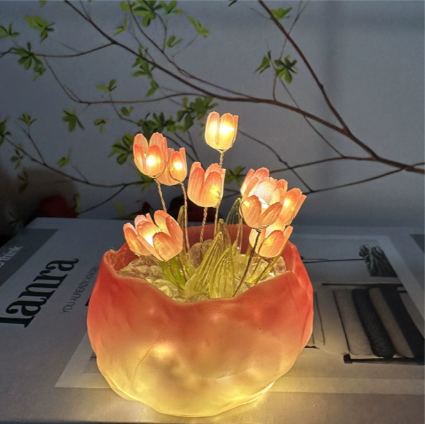 Тыквенный стаканчик-тюльпан DIY Ночник Романтическая лампа для общежития, достойная Instagram Прикроватная лампа для девичьей комнаты
