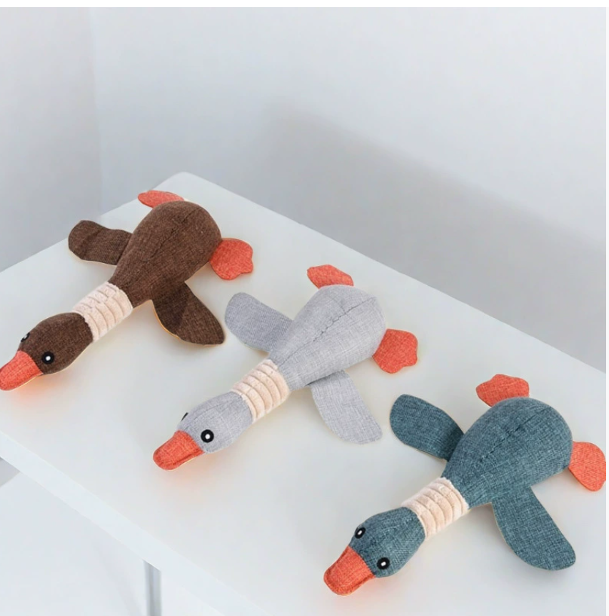 Новая игрушка Pet Hemp Goose PP Squeaker Toy — прочная игрушка для жевания, успокаивающая, для дрессировки, прорезывания зубов и ухода за зубами собак и кошек.