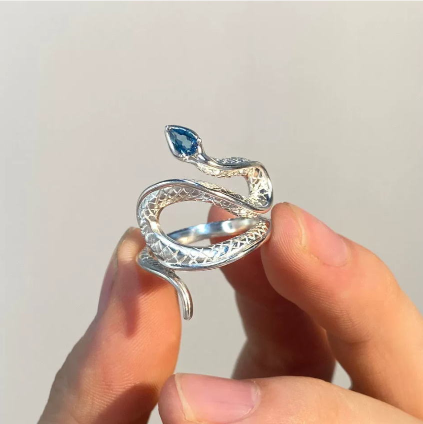 Элегантное кольцо «Змея» для женщин с топазом Модное, индивидуальное, минималистичное кольцо «Змея» с открытыми зажимами для мужчин с регулируемой посадкой