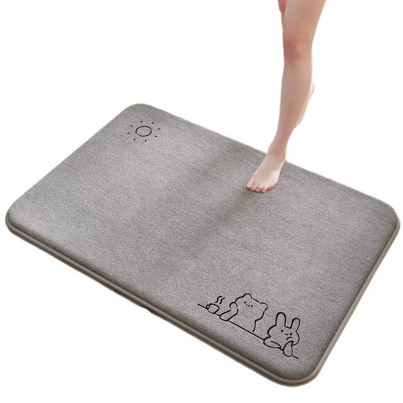 Впитывающий коврик для ванной комнаты Утолщенный коврик для туалета Противоскользящий коврик для ванной комнаты Быстросохнущий коврик для двери ванной комнаты