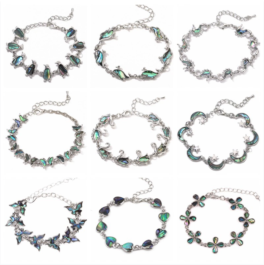 Европейские и американские модные аксессуары Браслет с изображением животных: кит, пингвин, бабочка, ракушка и морское ушко Двойное назначение: можно носить как браслет или как цепочку на лодыжку AliExpress