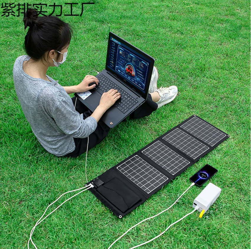 Компактная монокристаллическая солнечная панель 5 В/18 В/12 В с быстрой зарядкой для мобильных телефонов, складываемая для использования на открытом воздухе