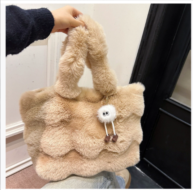 Трансграничная сумка Fluffy Bag: лениво-шикарная плюшевая сумка для девушек, любящих жевательную резинку Осень/зима: высококачественная сумка-ведро