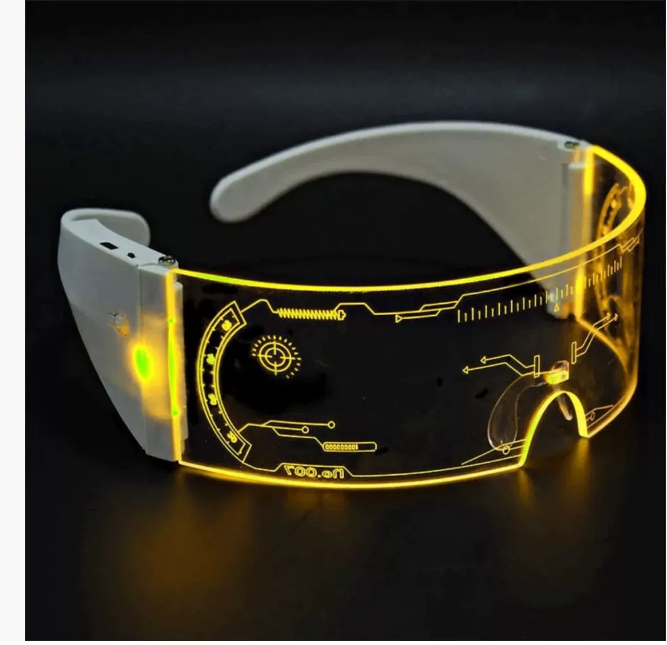 Очки для велосипедистов с подсветкой на светодиодной технологии. Предотвращение столкновений при ночных поездках. Светящиеся защитные очки. Прохладные.