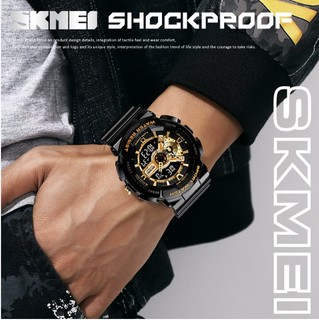 Shikemei Cross-Border Мужские электронные часы Многофункциональные светящиеся водонепроницаемые часы для студентов Универсальные электронные часы с двойным механизмом