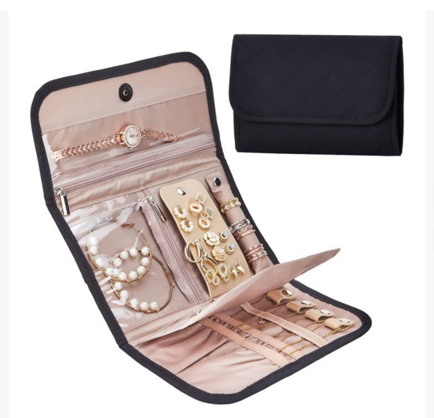 Кожаный бархатный чехол для украшений Складной чехол для украшений Чехол для хранения сережек и пуссетов