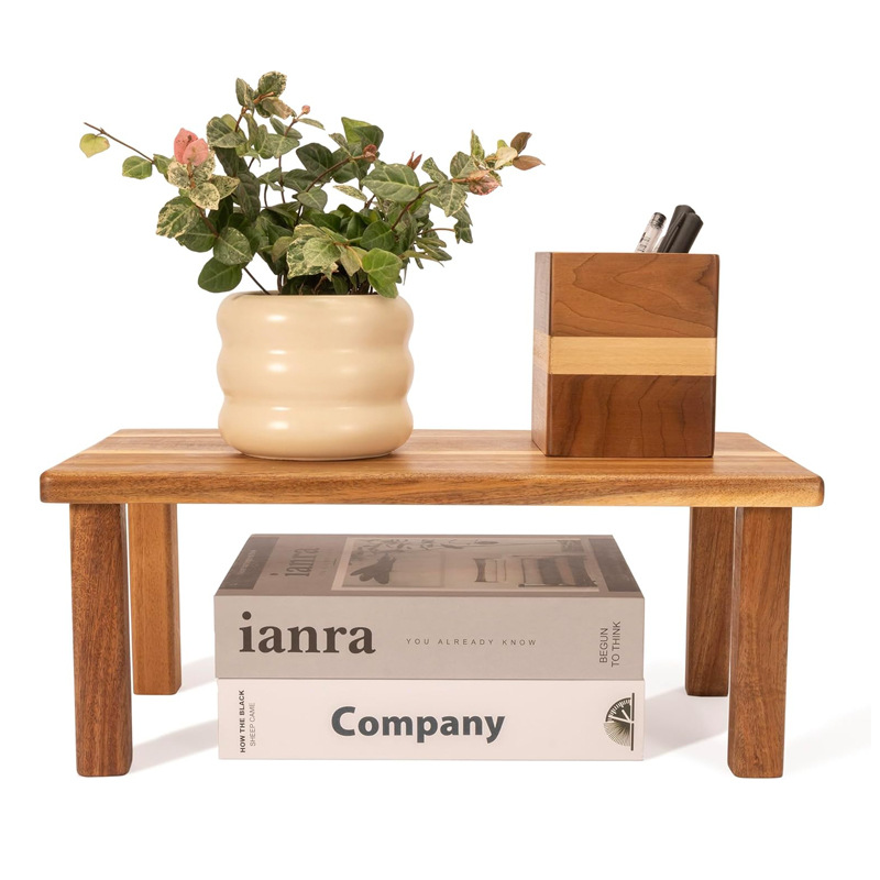 Деревянная настольная компактная полка для хранения вещей Подставка для книг и органайзер для туалетных принадлежностей в ванной комнате Домашний приставной столик Подставка из массива дерева