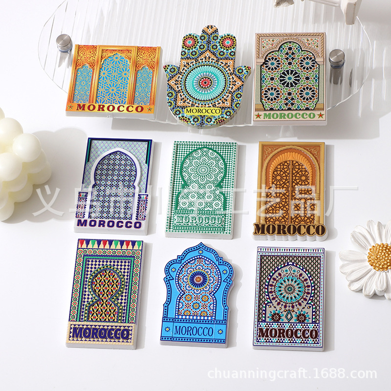 Африканский марокканский магнит на холодильник с рисунком тотема Городской туристический сувенир Оптовый производитель 3D-магнитов на холодильник