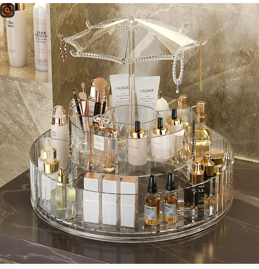 Вращающийся косметический органайзер для туалетного столика Акриловая полка для хранения средств по уходу за кожей Решение для хранения в скандинавском стиле