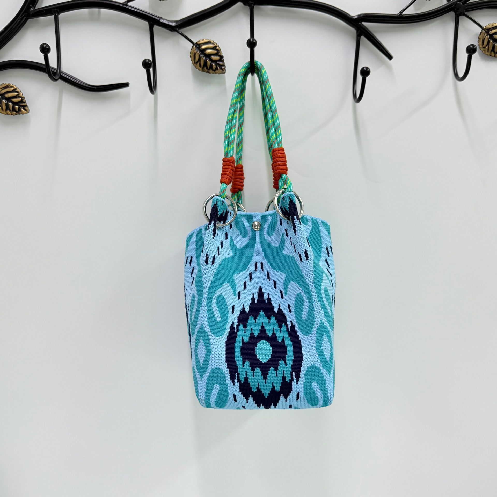 Сумка в стиле Синьцзян с цветочным узором Adlai Этническая новая вязаная сумка-тоут Портативная сумка-ведро для путешествий