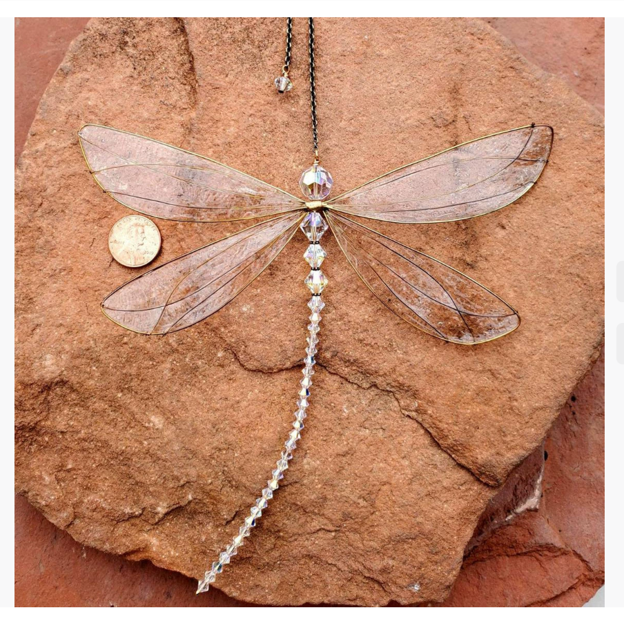 Самый продаваемый на подвесной украшение для окна в виде стрекозы с изысканными металлическими крыльями Трансграничный подвесной украшение для окна в виде стрекозы с кристаллами