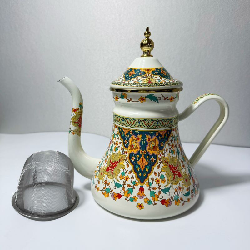 Эмалированный кувшин для воды, масленка, заварочный чайник, молочник, чайник Синьцзян, чайник с цветочным узором, чайник, эмалированная уксусница в этническом стиле, кофейник