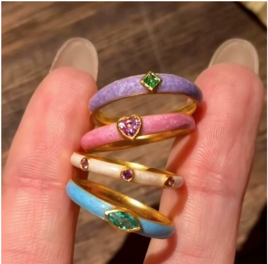 Новое красочное кольцо с открытыми пальцами Dopamine Drip Нишевый индекс роскоши Кольцо с отличительной легкой роскошной эстетикой Женское