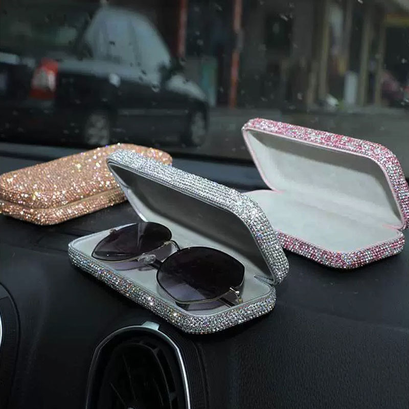 Новый чехол для автомобильных очков с бриллиантами в корейском стиле Минималистичный держатель для автомобильных очков Портативный чехол для хранения очков в путешествии
