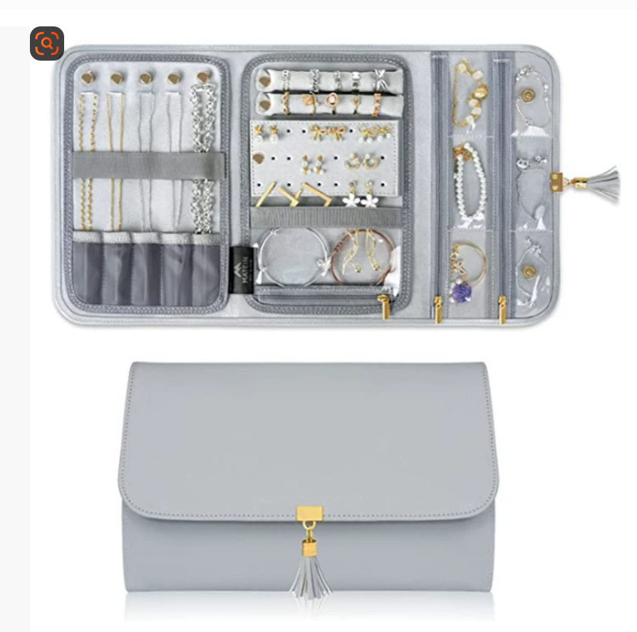 Складной чехол для украшений, подходящий для перевозки через границу. Портативный органайзер для украшений для путешествий. Многосекционный футляр для колец и сережек. Сумка для хранения украшений.