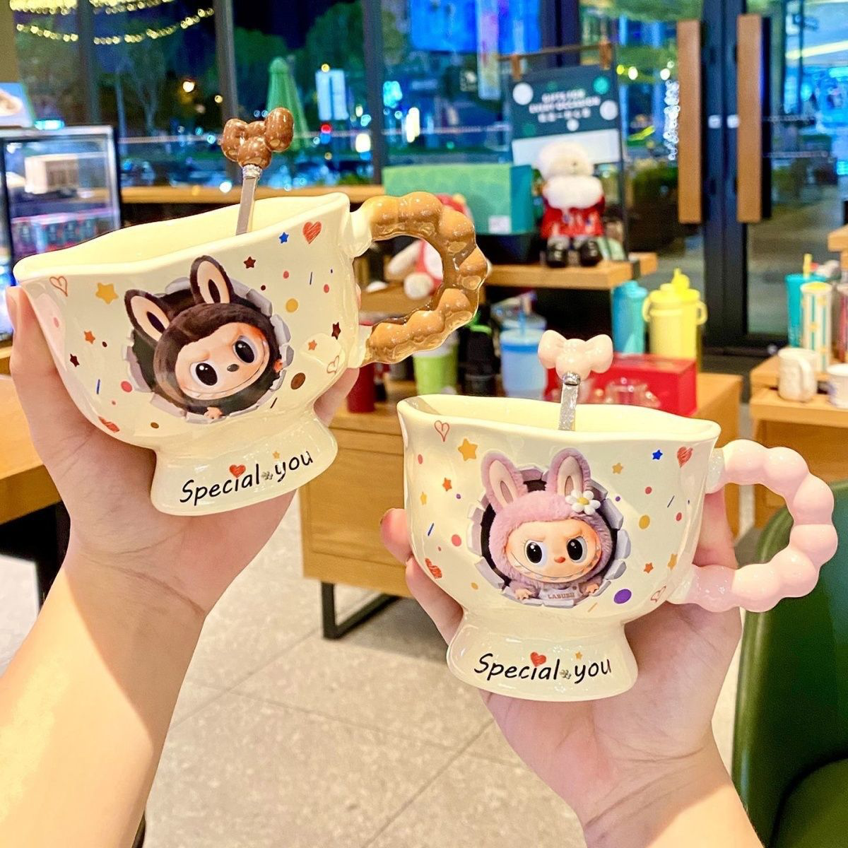 Bubu Mug Стильная керамическая чашка Подарок на день рождения для девушек и пар Водяная чашка Сувенирный подарок Мультяшный дизайн