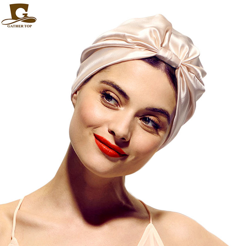 Европейский и американский стиль Эластичная шапочка для сна с атласным блеском Контрастная по цвету шапочка с завязками Шапочка для химиотерапии Шапочка для душа TJM-433C