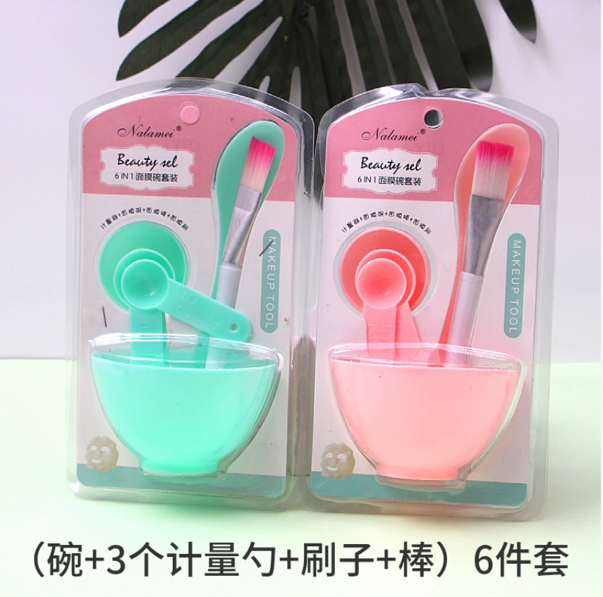 Набор для масок для лица с миской для смешивания и набором из шести кистей DIY Кисть для масок для лица Косметические инструменты для макияжа