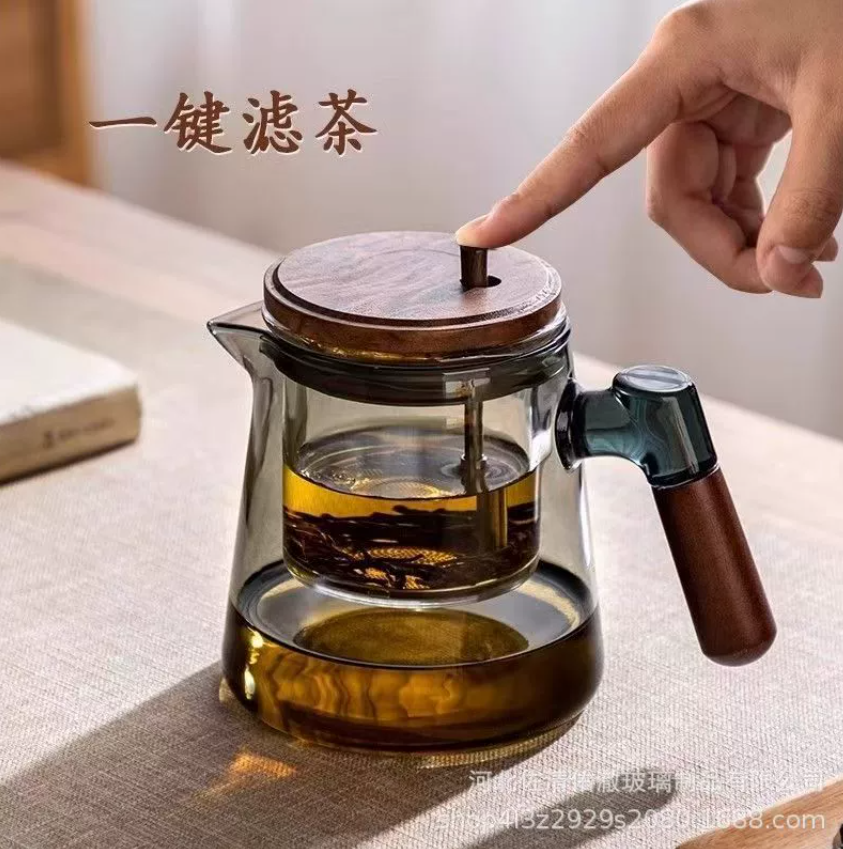 2026 Новая модель чайника с плавающей чашкой и полным стеклянным внутренним сосудом Пятое поколение чайников с плавающей чашкой в стиле пресс