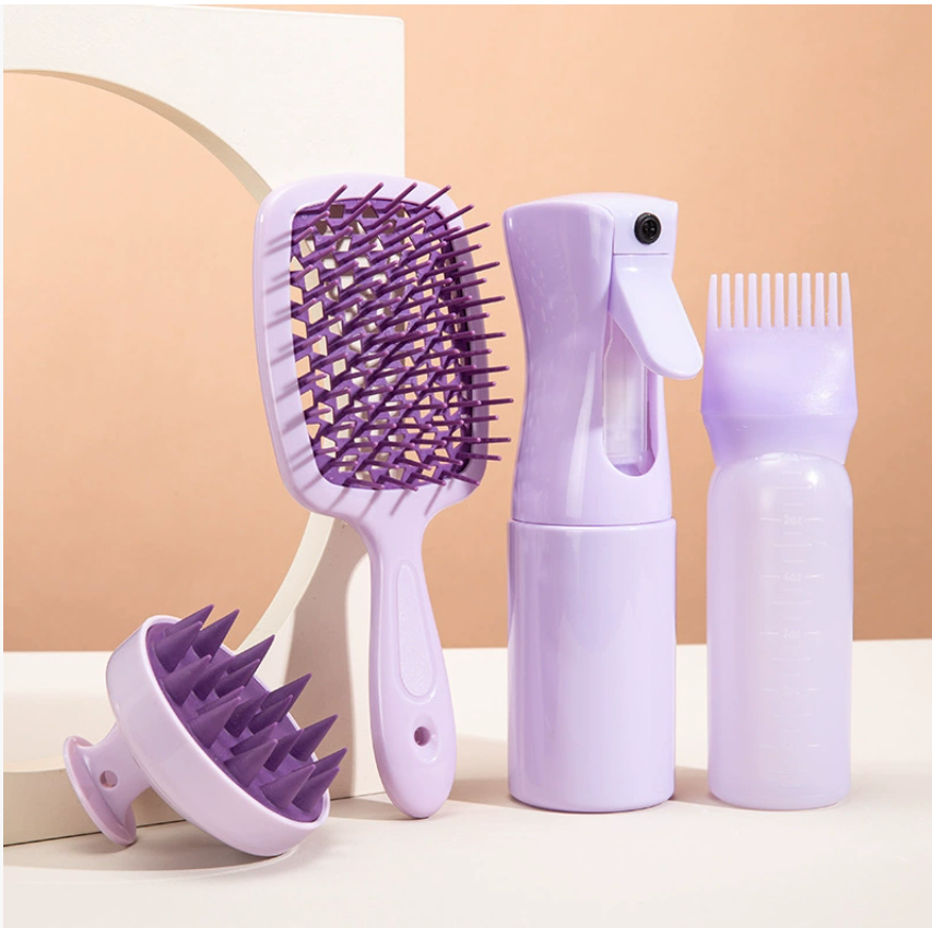 Трансграничный бестселлер Спрей-бутылка Массажная щетка для волос Бутылка для краски для волос Эксклюзивный набор щеток для волос для женщин, придающих объем прическе