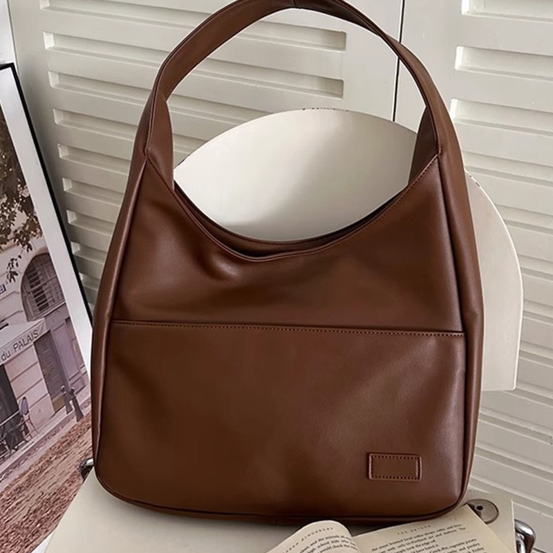 Ретро-сумка-тоут — вместительная женская сумка-ведро из мягкой кожи — стиль «коммутер», универсальная для школы Женская сумка через плечо для повседневного использования