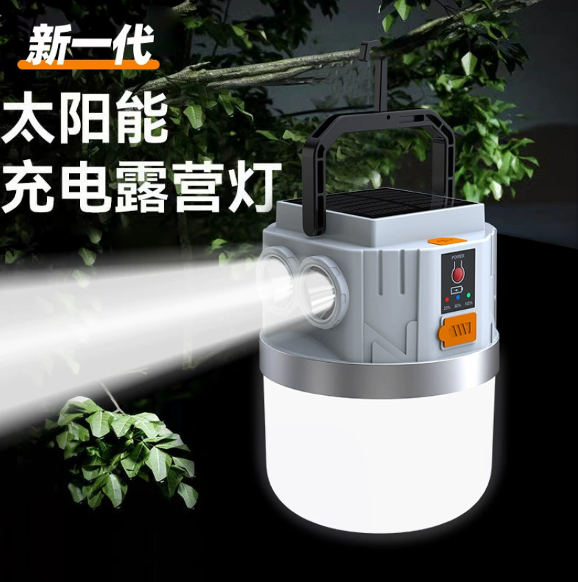 Портативная зарядная лампа для кемпинга Солнечная перезаряжаемая фонарь Сверхдлительный срок службы батареи Фонарик Аварийное освещение для ночного рынка Наружное освещение