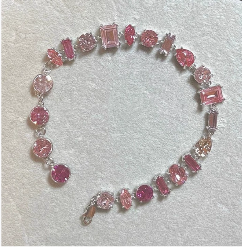 Изысканная мода Новинка: милый розовый браслет для женщин с цирконием, легкий роскошный модный универсальный браслет Bestie, оптовая продажа