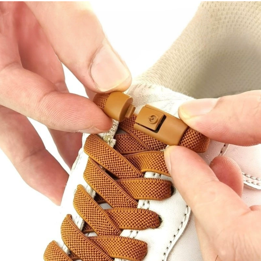 Lazy Shoelaces: Цветные пряжки с кнопками, не требующие завязывания, эластичный плоский шнур 8 мм Чудо-застежка, не требующая завязывания