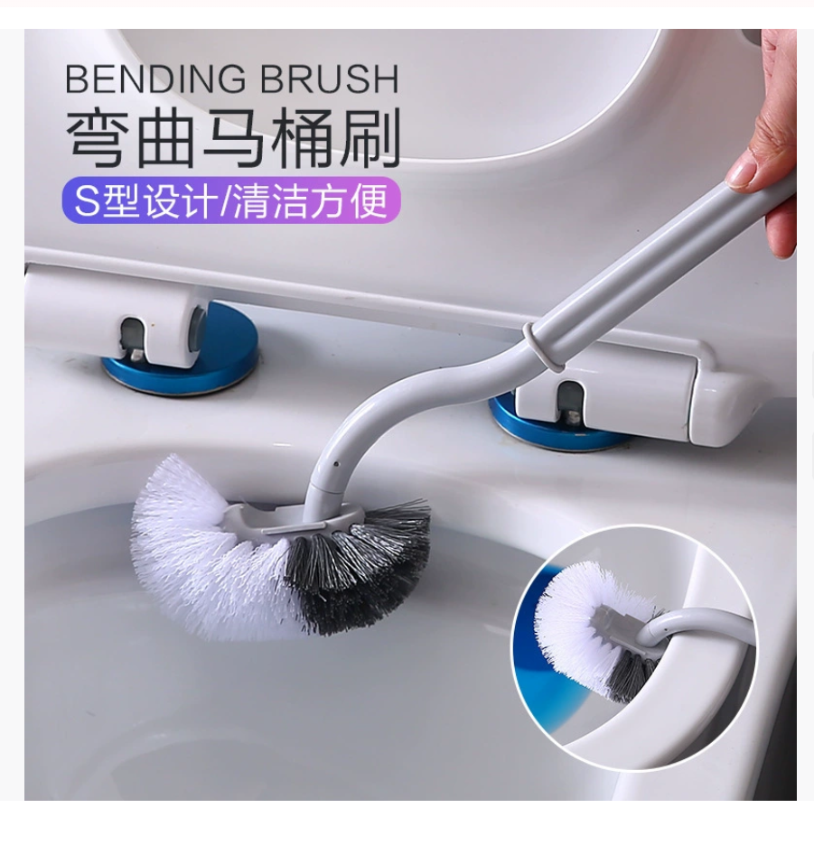 Японская S-образная туалетная щетка с длинной ручкой и мягкой щетиной Туалетная щетка с жесткой щетиной для удаления стойких пятен Оптовая продажа туалетных щеток