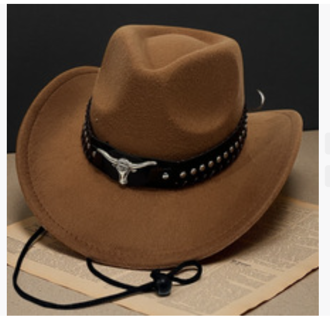 Трансграничный бестселлер: шляпа-котел с заклепками и козырьком, с ветрозащитным шнурком, для верховой езды и в стиле вестерн-ковбой.