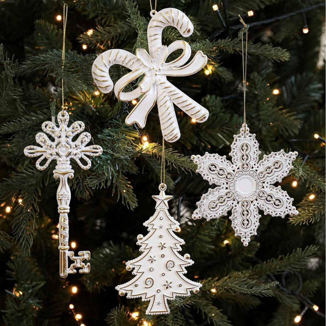 Елочные украшения в скандинавском стиле, антикварные, с золотой окантовкой Пластиковые елочные украшения Рождественские праздничные украшения Украшения для витрин