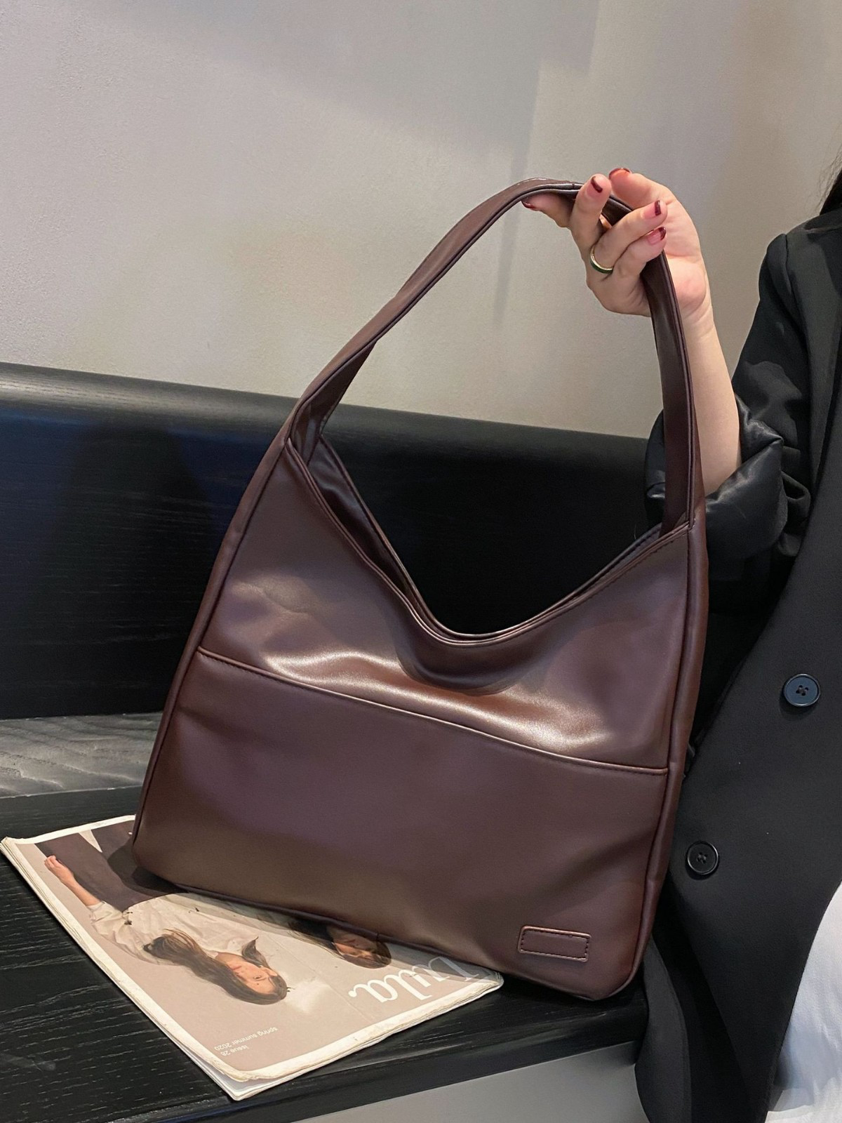 2026 Новая сумка через плечо большой вместимости Меланж Браун Винтажная сумка-тоут Минималистичная модная сумка-ведро Сумка для поездок на работу