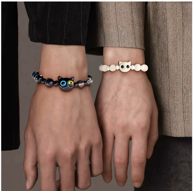 Сладкий и дерзкий браслет с бусинами с кошачьим мотивом Унисекс для пар Очаровательный дизайн, достойный Instagram Идеальный подарок для лучших друзей Международная доставка