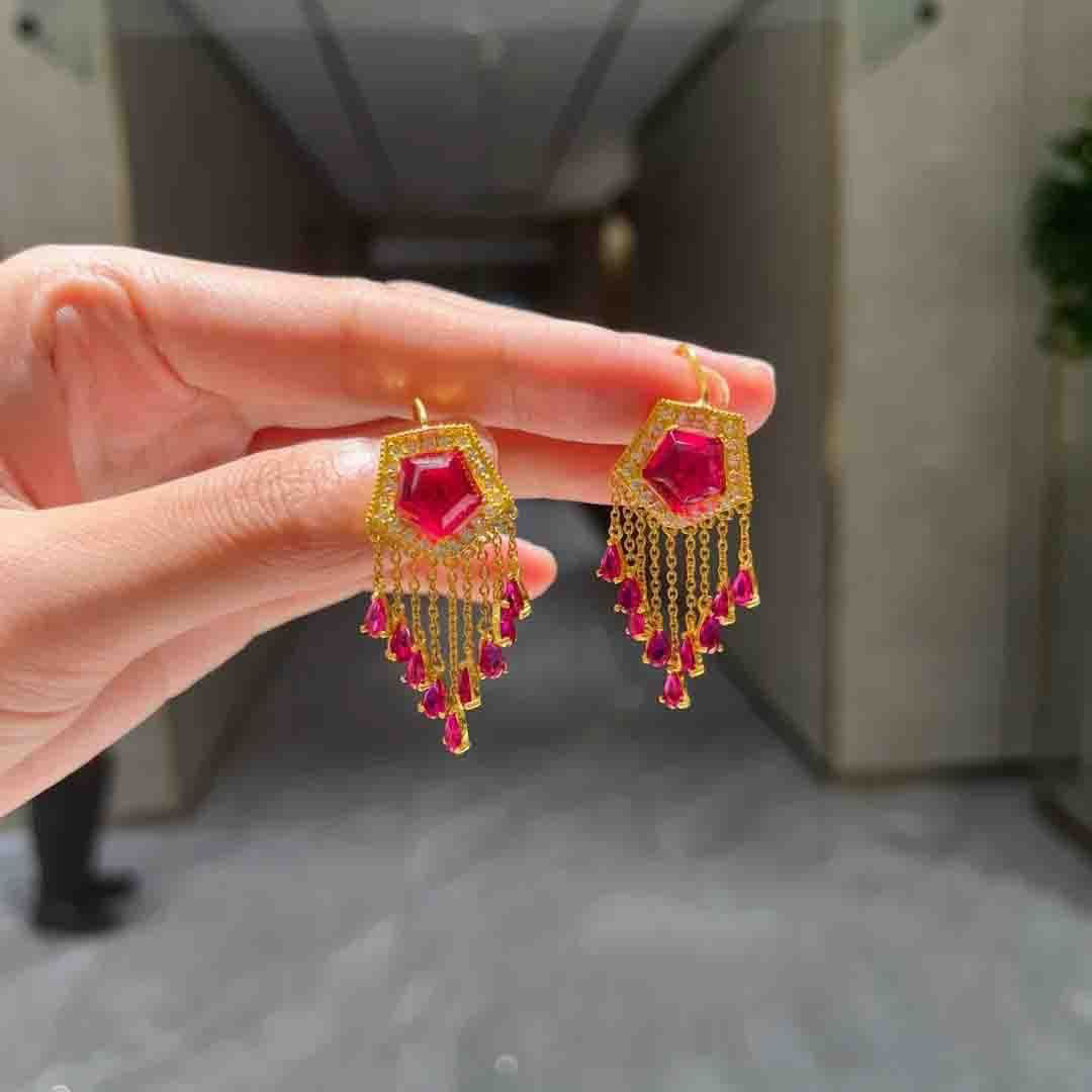 Золотые серьги с кисточками Традиционные серьги с кисточками в этническом стиле уйгуров Синьцзяна Ручная работа