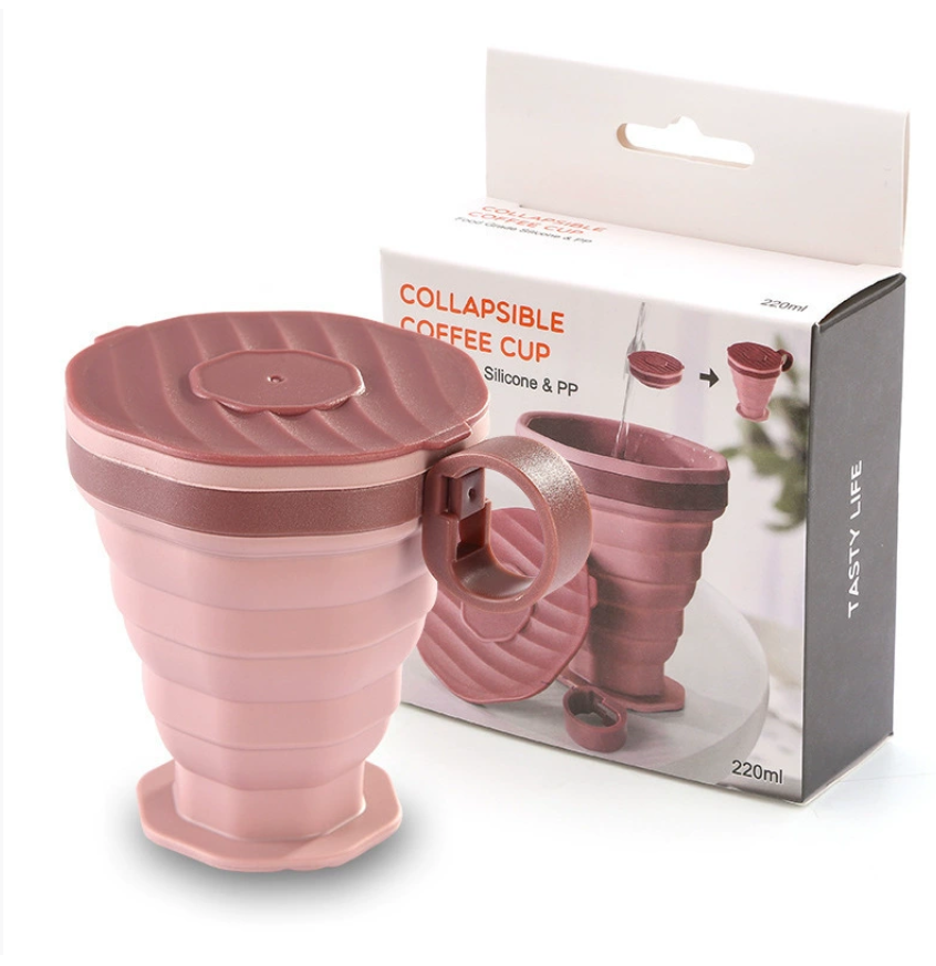 Новая портативная складная кофейная чашка, дорожная бутылка для воды, силиконовая складная чашка с ремешком, дорожная чашка с крышкой, чашка для полоскания рта