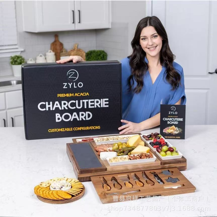 Индивидуальный набор для сыра Деревянные предметы домашнего обихода для собраний и вечеринок Доска для сыра и деликатесов Режущая доска Поднос из акации