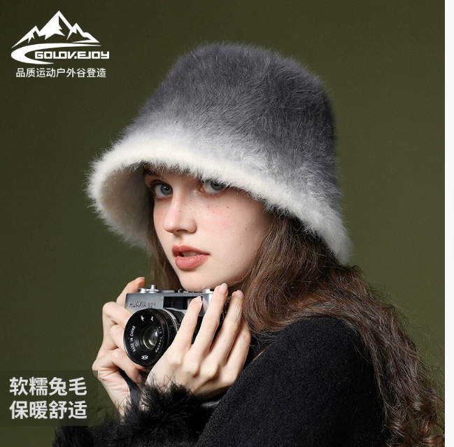 Зимняя теплая рыбацкая шапка для женщин Утолщенная морозостойкая конструкция Большой объем подчеркивает красоту лица Шапка в форме чаши Шапка с меховой подкладкой Шапка из кроличьего меха