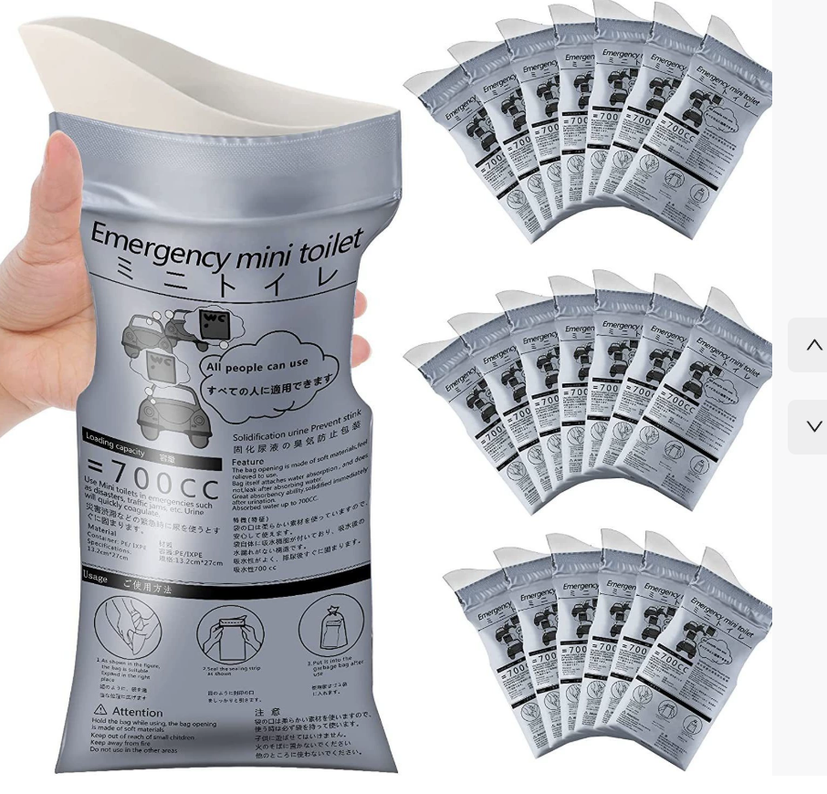 Портативный туалет для путешествий на автофургоне Аварийный мешок для мочи для поездок на автомобиле Одноразовое удобство для кемпинга на открытом воздухе Универсальное использование