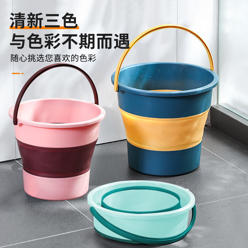 Складной ведро Ручной ведро Рыбалка ведро Портативный автомобильный Уличная автомойка Ведро для хранения воды Бытовой Большой объем Утолщенный