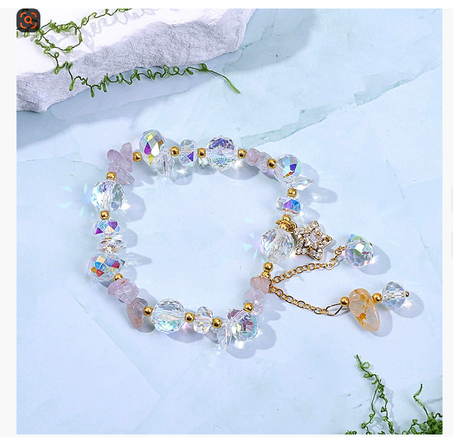 Новинка из-за рубежа: изящный браслет из стеклянных бусин с сверкающими кисточками в виде пятиконечных звезд Легкий роскошный браслет из бусин, который не поблекнет