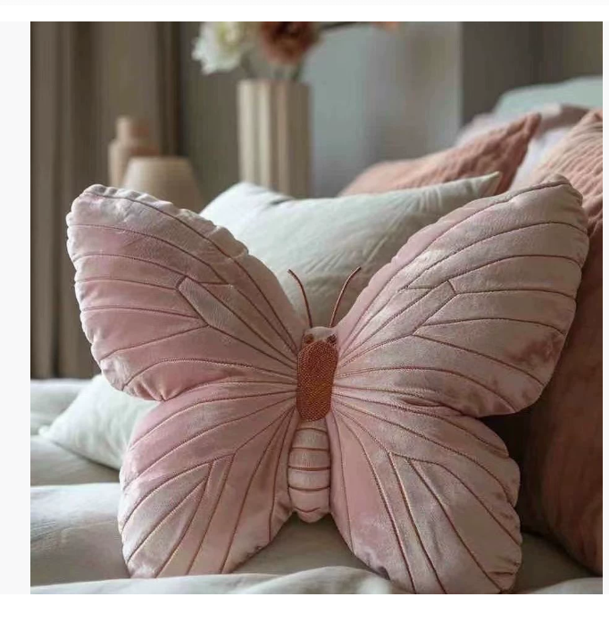 Девичья подушка «Бабочка» Очаровательная оригинальная подушка, достойная Instagram Мягкая розовая подушка «Бабочка» Подушка для прикроватного столика