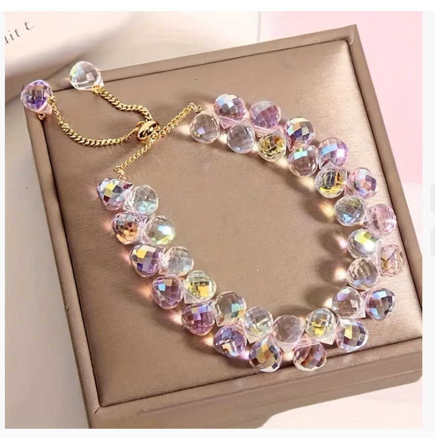 Трансграничная торговля Браслет из хрусталя Радужные хрустальные бусины с хрустальными разделителями Скользящий дизайн Прямая трансляция Бестселлер Stellar Jewellery