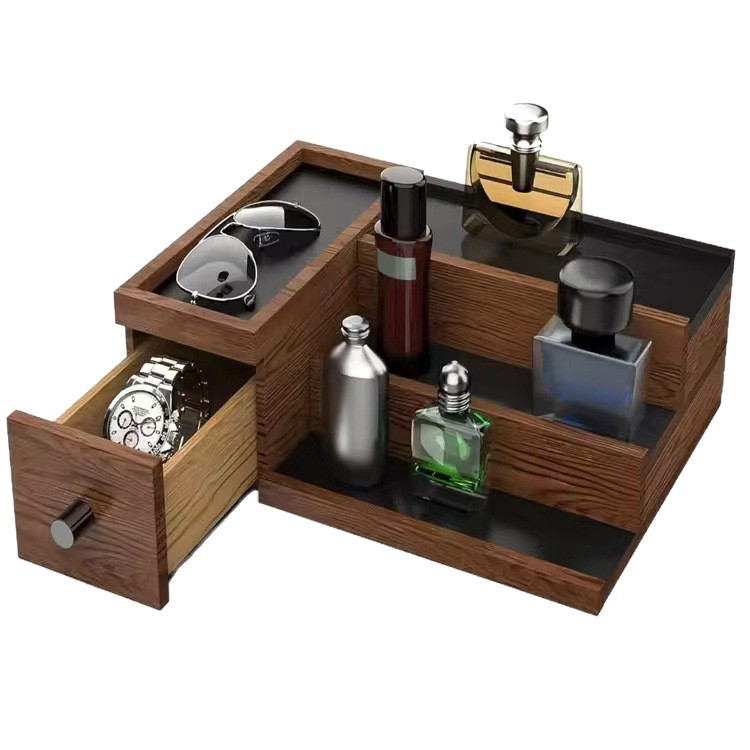 Многоуровневая деревянная подставка для парфюмерии с ящичками Многоуровневая лестничная коробка для хранения часов и украшений Подставка для украшений из массива дерева